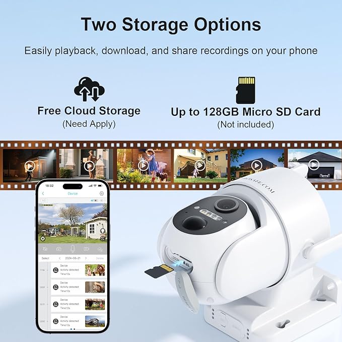 Solar Security Cameras Wireless Outdoor, WiFi Cameras for Home Security, 360° View Outdoor Camera Wireless, 2K Color Night Vision, AI Motion Detection, Instant Alert, 2-Way Audio, Cloud/SD Storage