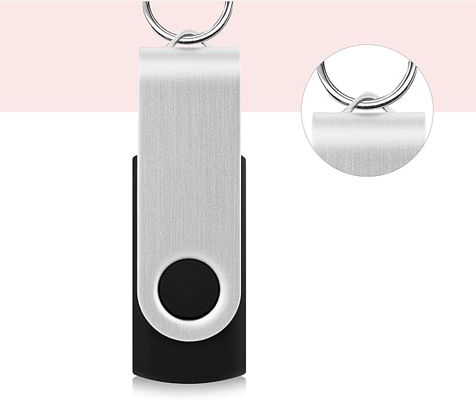 KOOTION 10 X 1GB USB Flash Drive 1gb Flash Drive Swivel Thumb Drive Memory Stick Keychain Design Black