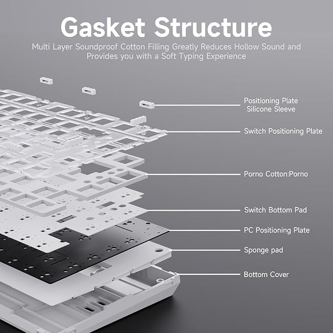 Ajazz 75% Mechanical Gaming Keyboard with Volume Knob, Gasket Mount Wired Custom Keyboard, South-Facing RGB Backlit, PBT Keycaps, Pre-lubed Linear Switches, Creamy Sound for Office & Gaming