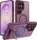 Magnetic for Samsung Galaxy S26 Ultra Case, [Compatible with MagSafe][Full Camera Protection][Built-in Invisible Kickstand] Translucent Matte Phone Case for S26 Ultra 6.9" - Wine Red