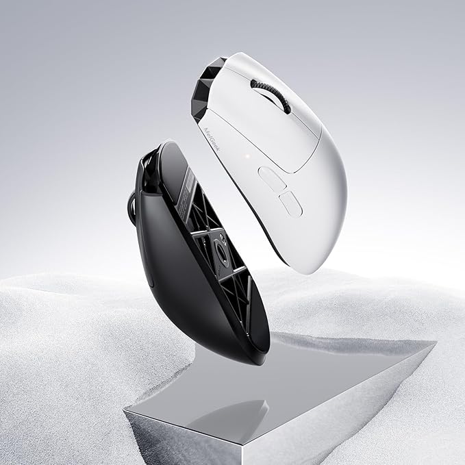 MelGeek Horus Lightweight Mouse, Wireless Gaming Mouse, 49g, 8K Polling, 30K DPI Sensor, 215 Hr Battery, 2.4G/USB-C, with Light Receiver, Fit for Medium and Large Hands - Black