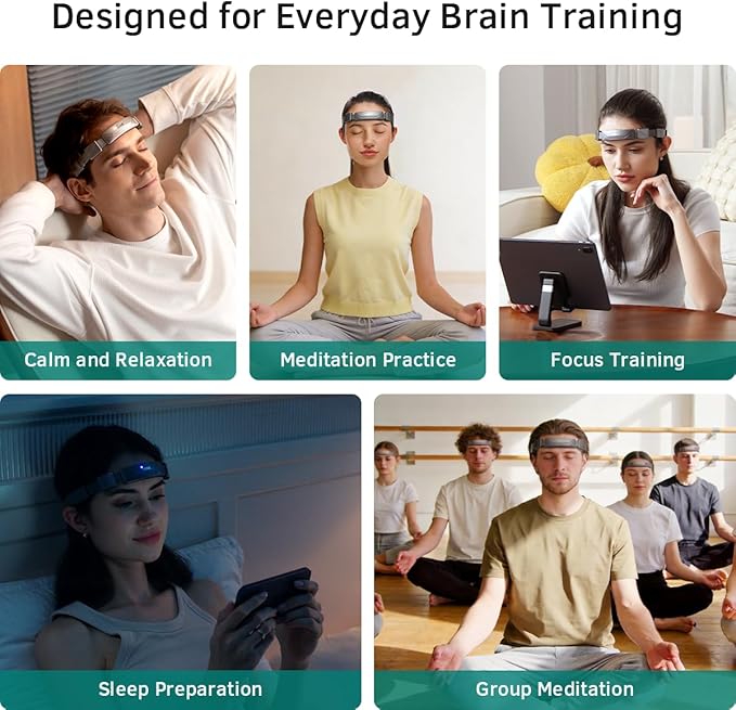 EEG Neurofeedback Headband for Meditation & Brainwave Monitoring, Real-Time Brain Activity Tracker with App, Train Focus, Relaxation & Sleep Preparation