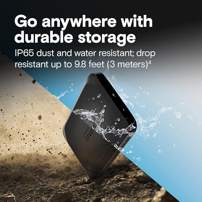 Crucial X10 4TB Portable SSD, Up to 2,100MB/s, USB 3.2 USB-C, External Solid State Drive, Compatible with Windows, Mac & Android, Durable Storage for Games, Photos & Files, Black – CT4000X10SSD9C02
