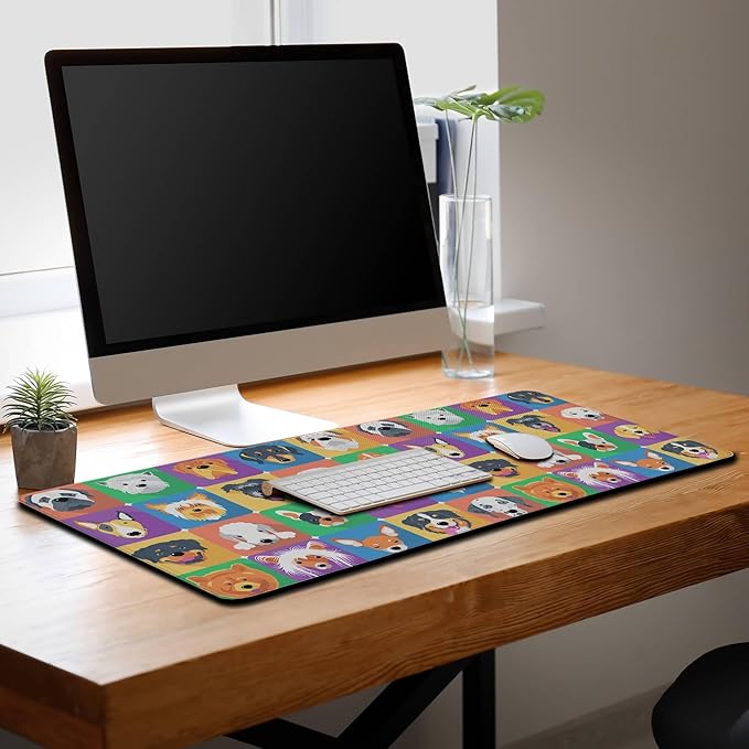 Gaming Pad Long Mousepad, Extra Large Mouse Pads Desk Mouse Pad, Mouse Pad Big Non-Slip Rubber Base Waterproof with Stitched Edges, 35.4 X 15.7 inch for Work/Game/Office/Home Portrait Puppy