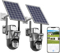 SANSCO 2K Dual Lens Solar Security Camera Wireless Outdoor, No Wires Needed, 2.4G & 5G WiFi, 360° PTZ Home Security Camera, Spotlight Color Night Vision, 2-Way Audio, PIR Motion Detection (2 Pack)