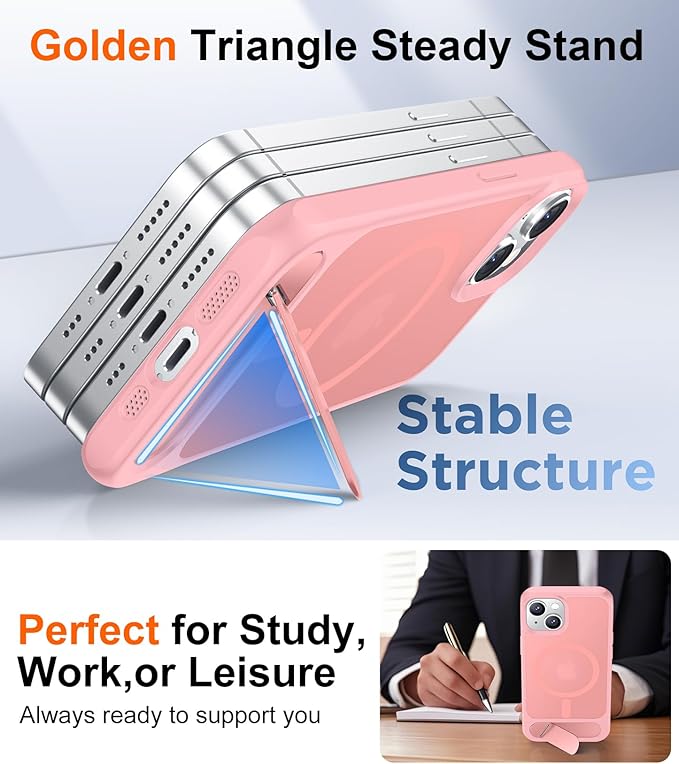 Magnetic Compatible with iPhone 15 Plus Case & iPhone 14 Plus Case, [Built-in Invisible Kickstand][Compatible with MagSafe][Military Grade Shockproof] Slim Translucent Matte Phone Case 6.7"