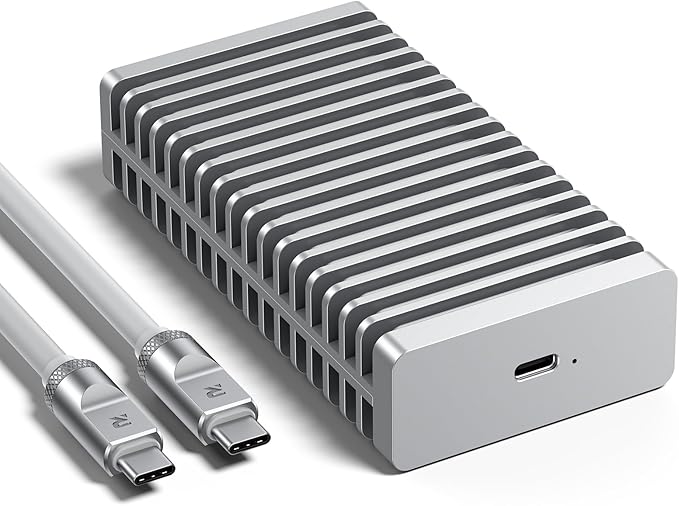 RayCue 40Gbps M.2 NVMe Enclosure with Aluminum Double-Sided Fin Heat Dissipation, External SSD Case for Mac, Windows, Compatible with USB 4/3.2/2.0 (SSD Not Included)