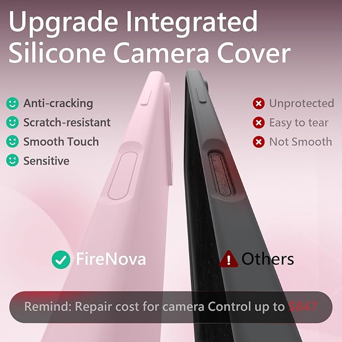 FireNova Magnetic for iPhone Air Case, Compatible with MagSafe, [Integrated Silicone Camera Control Button] [Camera Protection] Microfiber Lining Phone Case for iPhone 17 Air, 6.5", Chalk Pink