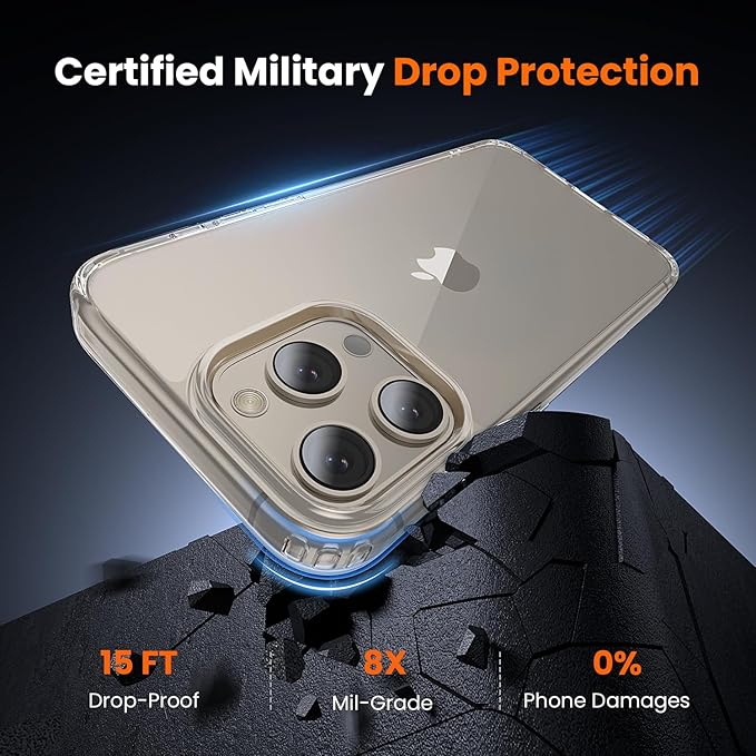 toushion 3 in 1 for iPhone 15 Pro Max Case Clear,[Yellowing-Resistant Acrylic Back] Screen Protector *1 & Camera Lens Protector*1, Shockproof for iPhone 15 Pro Max Phone Case 6.7 inch Clear