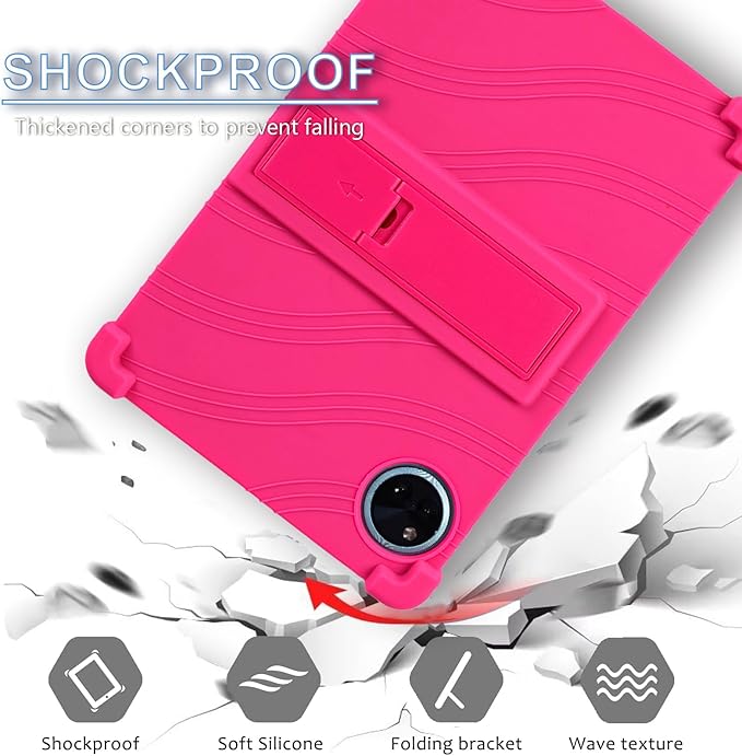 ATOOZ for DOOGEE U11 Case 11 Inch,Soft Silicone Kids Case for DOOGEE U11 Pro Tablet 2025/Teclast P50 Tablet with Stand (Rose Red)