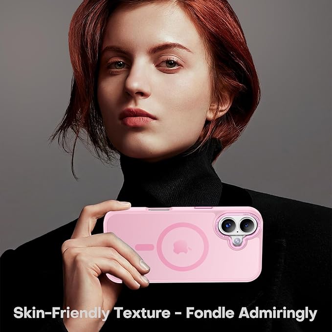 Newfuture Magnetic for iPhone 17 Case [Compatible with Magsafe] [Military Grade Drop Protection] Translucent Matte Anti-Scratch Shockproof Protective Phone Cover 6.3 Inch, Chalk Pink