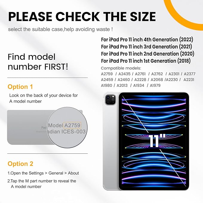Timecity Case for iPad Pro 11 inch 1st, 2nd, 3rd, 4th Generation 2018/2020/2021/2022 (NOT for 2024), Heavy Duty Rugged Protective Case with Screen Protector,Pencil Holder,Rotating Stand&Handle-Black