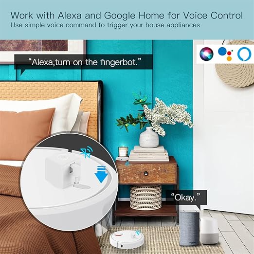 MoesGo Smart Bluetooth Fingerbot Plus with Accessories, Wireless Smart Light Switch Button Pusher Bot, Remote Control Smart Life Tuya App, Add Fingerbot Hub Make it Compatible Alexa and Google Home