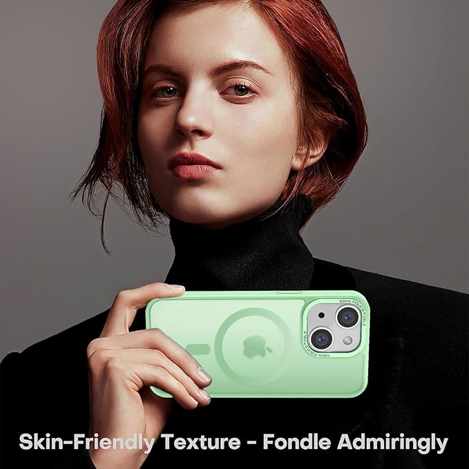 Newfuture Magnetic for iPhone 15 Case [Compatible with Magsafe] [Military Grade Drop Protection] Translucent Matte Anti-Fingerprint Shockproof Phone Case for iPhone 15 6.1 inch, Matcha Green