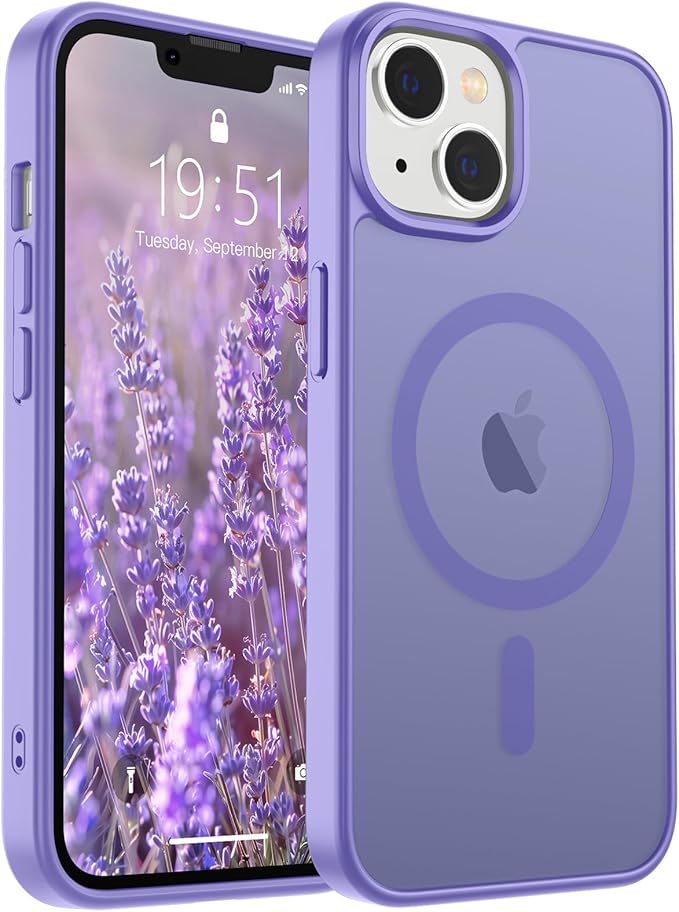 SUPFINE Magnetic for iPhone 15 Plus Case & iPhone 14 Plus Case(Compatible with MagSafe)(Military Grade Drop Protection) Slim Translucent Shockproof with Anti-Fingerprint Phone Case,Purple