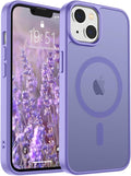SUPFINE Magnetic for iPhone 15 Plus Case & iPhone 14 Plus Case(Compatible with MagSafe)(Military Grade Drop Protection) Slim Translucent Shockproof with Anti-Fingerprint Phone Case,Purple