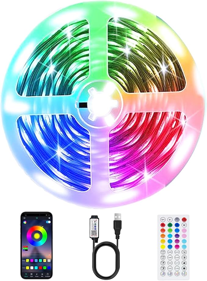 PSTAR LED Lights for TV,3.28ft Music Sync RGB Backlight with Remote & App Control, USB Powered for 24-32Inch TVs, Gaming Monitors, PC, Bedroom