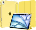 MoKo for iPad Air 11 inch Case (M4/M3/M2) 2026/2025/2024, iPad Air 5th/4th Gen 10.9 inch Case 2022/2020 with Pencil Holder, Slim Light Trifold Cover with Hard PC Translucent Back Shell, Light Yellow