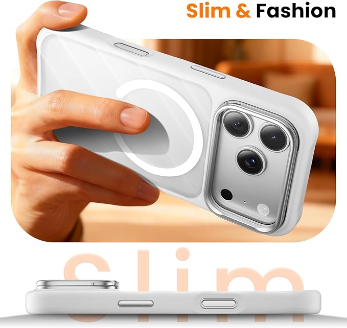 3-in-1 Set for iPhone 17 Pro Case with Camera Stand [1 Screen Protector & 1 Camera Lens Protector ][Fits MagSafe][Shockproof & Magnetic][Translucent Matte] Fashion Phone Case for 17 Pro (Silver)