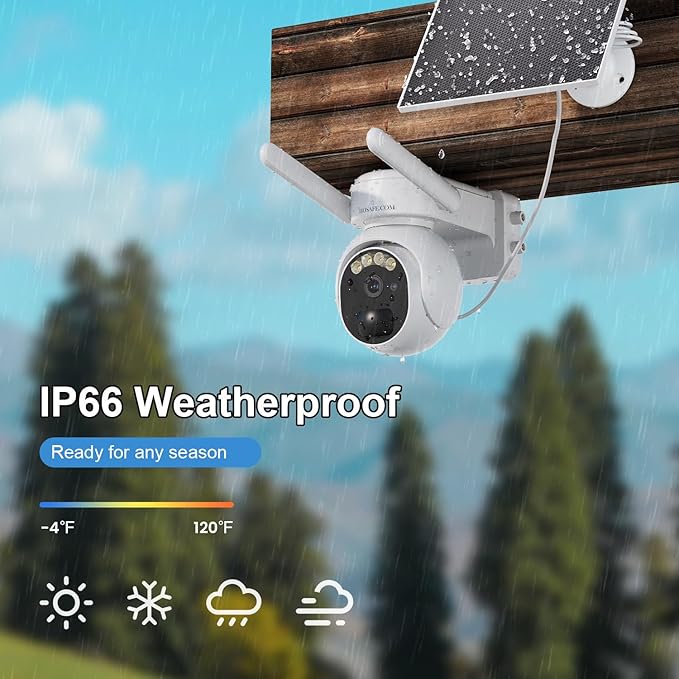4G LTE Security Camera No Internet Needed, 360° PTZ Outdoor Camera, Solar Camera Outdoor Wireless, PIR Motion Detection, 2K HD, 2-Way Talk, Wall/Ceiling Mount, Free Cloud Storage (Need Apply)