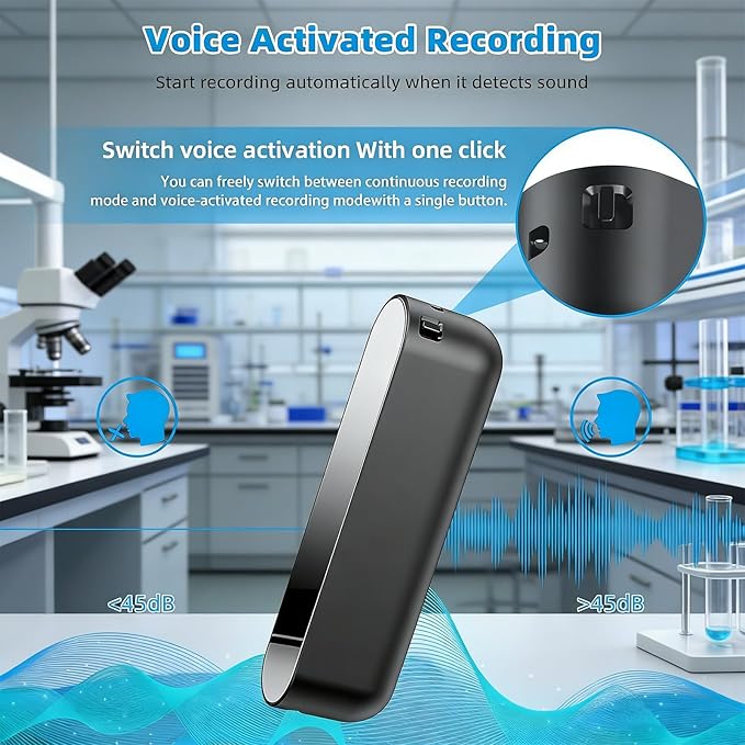 Voice Recorder 5000mAh 128GB AI Intelligent Triple Noise Reduction, Long Battery Life 40 Days, Voice Activated, Magnetic Digital Audio Recorder for Meetings, Interviews, Lectures, Classroom