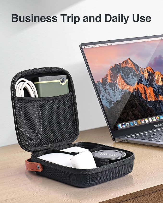 Luxtude Electronic Organizer Travel Case, Portable Tech Organizers, Hard Charger Organizer, Travel Cable Organizers, Tech Bag (Single-Layer, Black, X-Small)