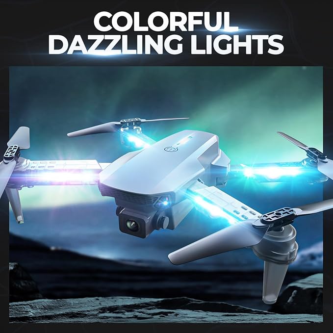 BEZGAR Drone with Camera for KIds - 1080P HD FPV RC Quadcopter with 90° Adjustable Lens, Coloeful LED Lights, Gestures Selfie, One Key Start, 360° Flips, Toys Gift Mini RC Drone for Boys Adults, White