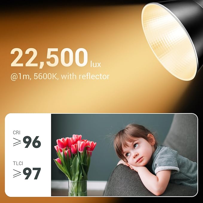 Godox ML60IIBi 70W Bi-Color COB LED Video Light,2800K-6500K CRI 96+/TLCI 97+,Built-in 11 Lighting Effects,App Control Photography Lighting