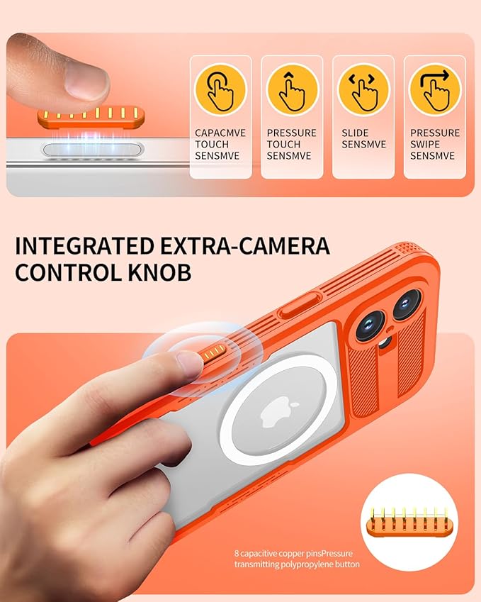 Lanhiem Magnetic for iPhone 17 Case, IP68 Waterproof, Dustproof, Compatible with Magsafe, Built-in Screen Protector, Full Body, Heavy Duty, Rugged Phone Cover, 6.3 inch, Cosmic Orange