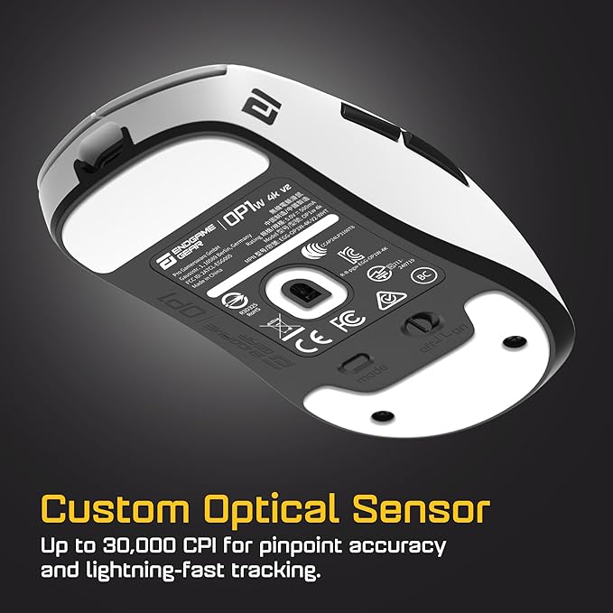 ENDGAME GEAR OP1w 4k v2 Wireless Gaming Mouse White – 30K DPI Optical Sensor, 4000Hz Polling, Hot-Swappable Switches & Claw-Grip Design