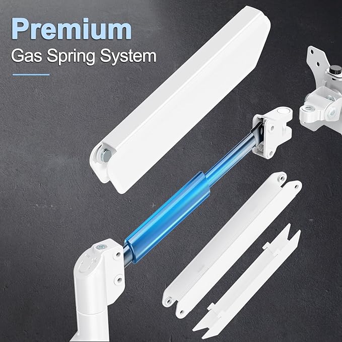 Single Monitor Mount Arm Fits up to 32 Inch, Desk Mount Holds 4.4-19.8lbs Computer Screen, Full Motion Gas Spring,VESA, White
