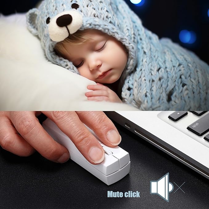 elec Space Wireless Mini Finger Mouse - Silent Dual-Mode Bluetooth & 2.4GHz, Ergonomic Portable PC Mice with Case, Compatible with MacBook and Chromebook