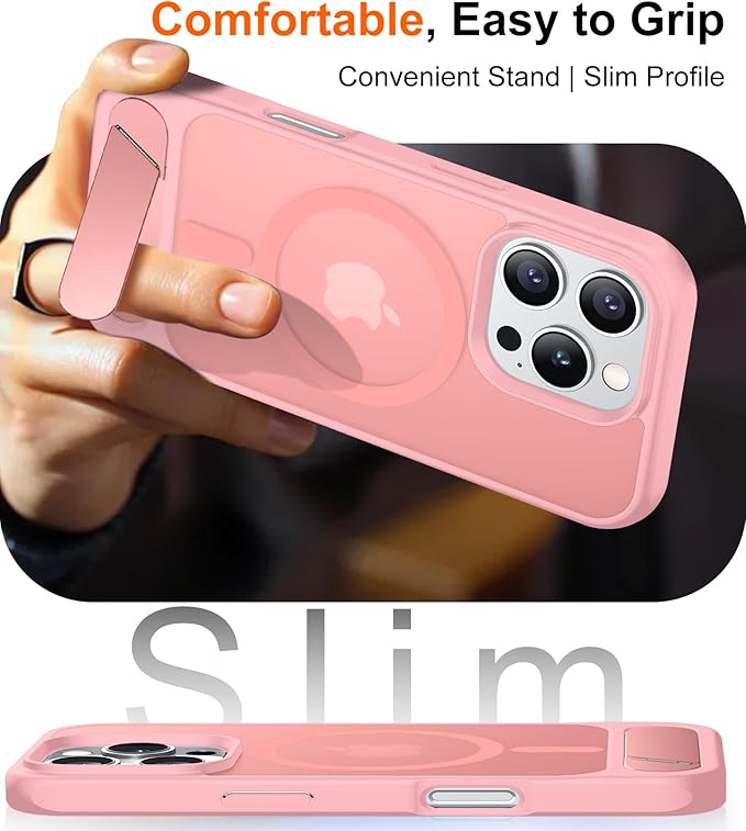 Magnetic Compatible with iPhone 16 Pro Case, [Built-in Invisible Kickstand][Compatible with MagSafe][Military Grade Shockproof] Slim Translucent Matte Phone Case for iPhone 16 Pro 6.3"