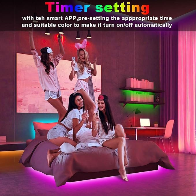 REEMEER 130ft Led Lights for Bedroom, APP Control Music Sync Color Changing Led Lights, Led Strip Lights with Remote for Room, Kitchen Party,Home Decoration