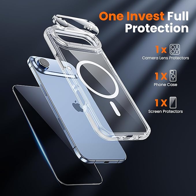 toushion 3 in 1 for iPhone Air Case Clear Bumper,Fits MagSafe, Yellowing-Resistant Acrylic Back, Shockproof Guard Corners, Military-Grade Protection for Phone Cover 6.5 inch