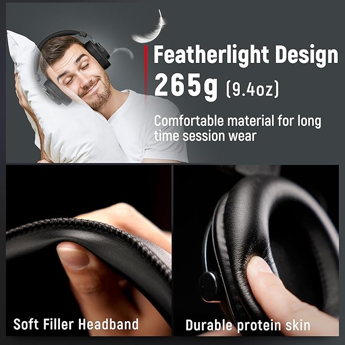 FIFINE Studio Microphone 6.35mm/3.5mm Headphones Bundle, USB PC Condenser Microphone with Scissor Arm Stand, Shock Mount, Monitor Over-Ear Headphones, for Instruments Recording Podcasting (T669+H8)