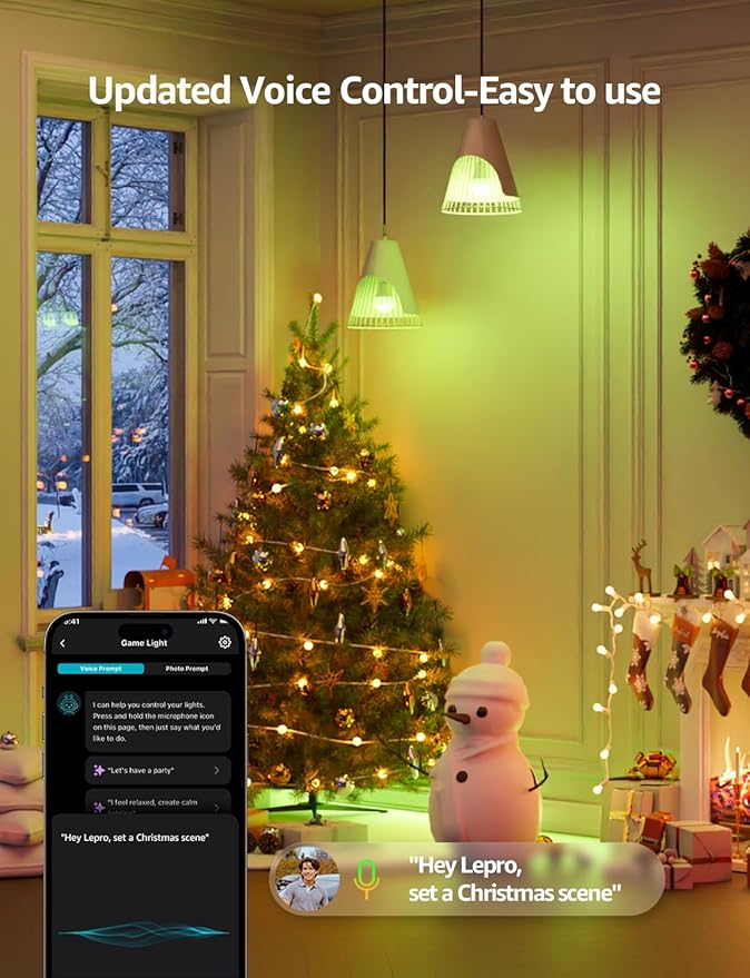 Lepro B1 AI Smart Light Bulbs - WiFi & Bluetooth RGBWW Color Changing LED Bulb Works with Alexa & Google Assistant, Personalized Al Lighting Designer, AI Voice Control, Music Sync, 2.4GHz Only, 8 Pack