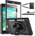 Case for iPad 6th/5th Generation 9.7'' with Screen Protector Pencil Holder [360 Rotating Hand Strap] &Stand, Drop-Proof Case for iPad 6th/5th/ Air 2/ Pro 9.7(Black)