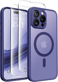 CAPRARO Magnetic for iPhone 15 Pro Max Case, [Compatible with MagSafe] [Full Camera Protection] Shockproof Protective Slim Translucent Matte Phone Case for iPhone 15 Pro Max 6.7'', Purple Eggplant