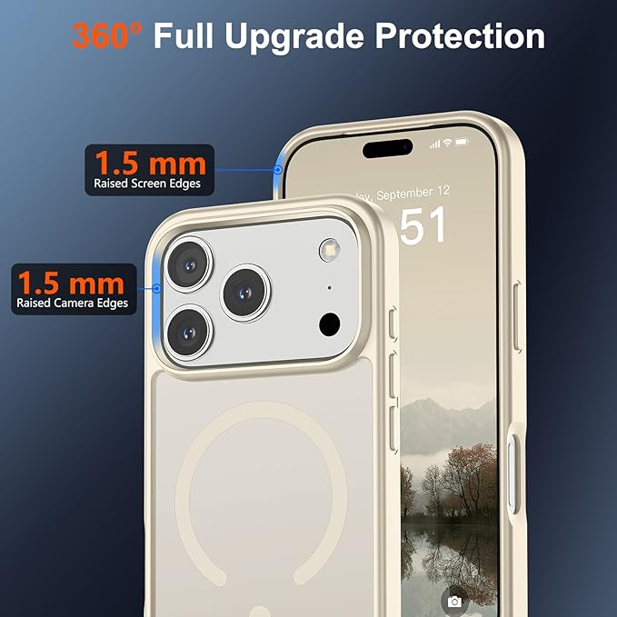 SUPFINE Magnetic for iPhone 17 Pro Case (Compatible with MagSafe)(Military Grade Drop Protection) Translucent Matte Shockproof with Anti-Fingerprint Phone Cover,Antique White