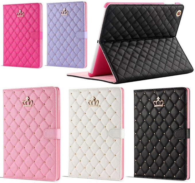 Changjia for iPad Air (3rd Gen) 10.5" 2019/iPad Pro 10.5" 2017 Case,Cute Crown Bling Rhinestone PU Leather Elegant Smart Auto Sleep/Wake Stand Shockproof Protective Case for Apple iPad 10.5 inch,Black