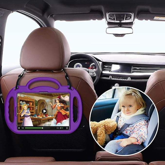 Kids Case for iPad 11th Generation (A16) 11" 2025 & 10th Gen 10.9" 2022 & iPad Air 11" 2025/2024 & Air 5th/4th Gen & Pro 11, Durable Protective Cover with Shoulder Strap Handle Stand, Purple
