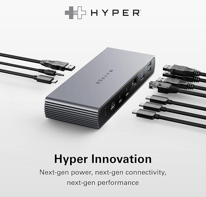 HyperDrive USB-C & Thunderbolt 4 Dock - Dual 6K60Hz Display Support Docking Station, 96W PD Charge, 2.5 Gigabit Ethernet, 10Gbps USB-A File Transfer, 11 Ports