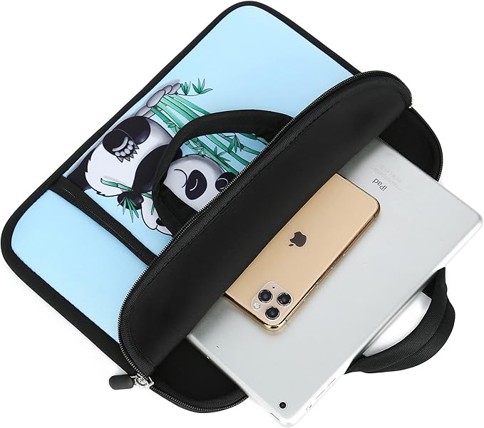 14 15 15.4 15.6 inch Laptop Handle Bag Computer Protect Case Holder Notebook Sleeve Neoprene Cover Soft Carrying Case with Extra Pockets for Dell Lenovo Toshiba HP Chromebook ASUS Acer(Cute Panda)