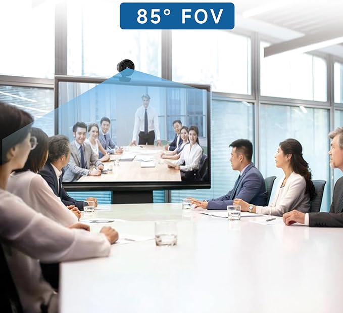 4K USB Webcam for PC with Speaker & Microphone, 85° Wide Angle Web Camera, Auto Focus, Dual Noise Cancelling Mics, Privacy Cover, Plug-and-Play for Desktop/Laptop