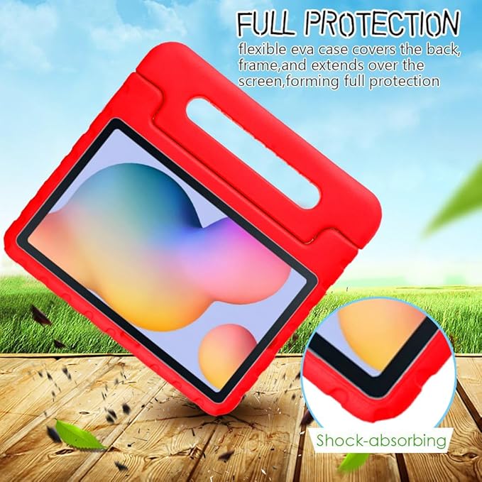 Kids Case for iPad 9th/8th/7th Generation 10.2" & iPad Air 3 10.5" (Air 3rd Gen) & iPad Pro 10.5 2017 with Rotating Handle/Stand Kickstand Soft Cover for iPad 10.2 inch 2021/2020/2019, Red