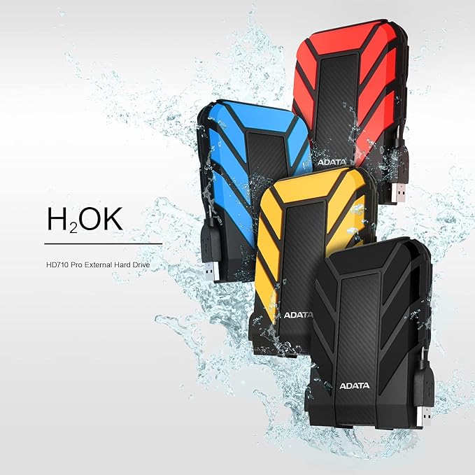 ADATA HD710 Pro - 1 TB External Hard Drive - Shockproof, Waterproof & Dustproof - Durable Storage - For Gamers, Students & Professionals - Mac, PC & Linux Compatible - Blue - AHD710P-1TU31-CBL