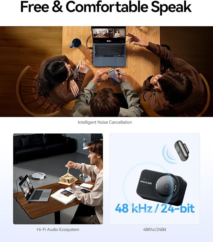 Hollyland Lyra UHD 4K Webcam for PC with Mic, 1/1.5" Sensor, 50MP, Auto Framing, PDAF, Control for Live Streaming, Video Calls, Gaming, Works with Zoom, Teams, Twitch & More