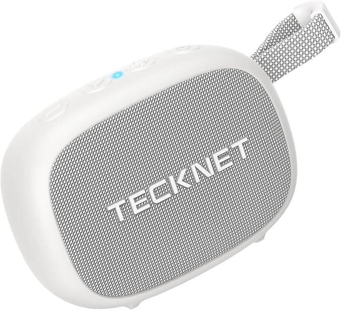 TECKNET Portable Bluetooth Speaker with Deep Bass, IP67 Waterproof Shower Speaker, 30H Playtime, Magnetic Design, TWS Pairing Wireless Speaker for Home & Outdoor,White,New