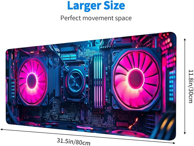 Cyberpunk Mouse Pad Neon Technology Exquisite XL Mouse Pad Large Mousepad Extended Laptop Keyboard Mat Gaming Desk Pad Mouse Mat Fits Home Desk, Office Table, or Study Room 31.5x11.8 Inch